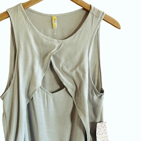 FREE PEOPLE Tunic Tank Pale Green Top Blouse Sleeveless Scoop Neck Small NWT - Picture 4 of 7